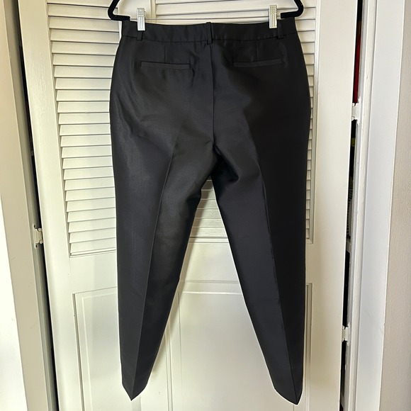 J. Crew Collection Black Satin Silk and Wool Cigarette Dress Pants in Sz 8 - Picture 2 of 11